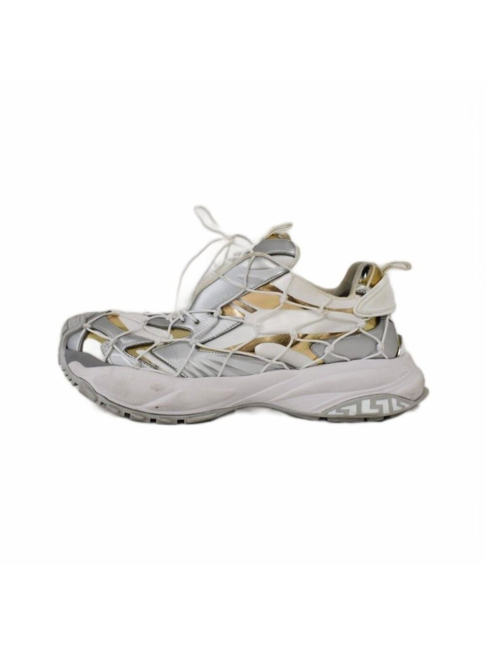 Versace Mercury Low-Top Sneakers Rope Net Metallic White Gold